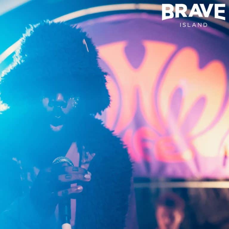 Musician on stage at Kashmir Cafe at Isle of Wight Festival